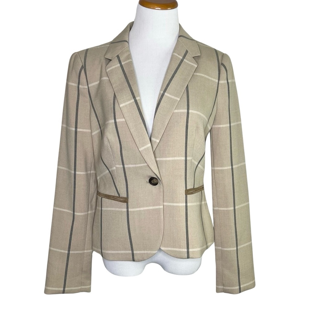 The Limited Plaid Blazer Size Medium NWT Tan Capsule Wardrobe Light Academia